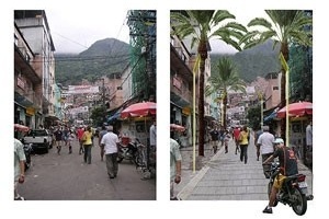 Pólo Misto Bairro Barcelos – antes e depois<br />Imagem do autor do projeto 