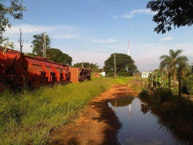 Trens abandonados em ramal industrial desativado, Altos da Vila, Araraquara<br />Foto Abilio Guerra 