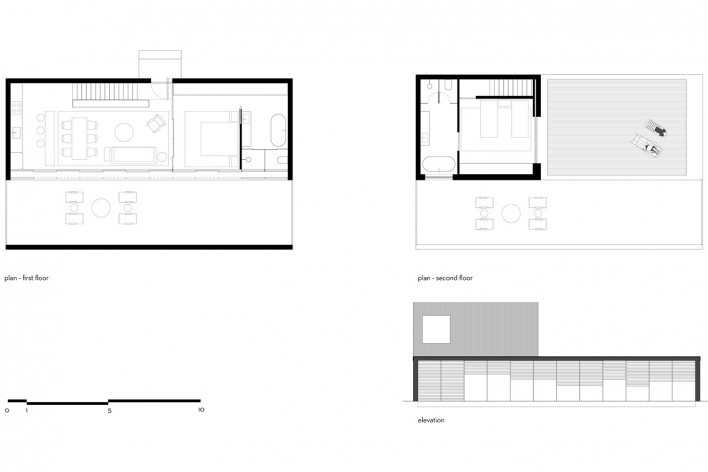 Caledonian Somosaguas, ground floor and second floor plans and elevation [typology 4], Madrid Spain, 2017. Architect Marcio Kogan / StudioMK27<br />Imagem divulgação  [Studio MK27]