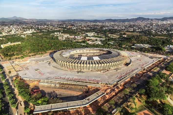 Novo Mineirão, estádio em construção, Belo Horizonte MG. Projeto de reforma e adequação para Copa 2014 do escritório BCMF Arquitetos<br />Foto Alberto Andrich / BCMF Arquitetos  [BCMF Arquitetos]