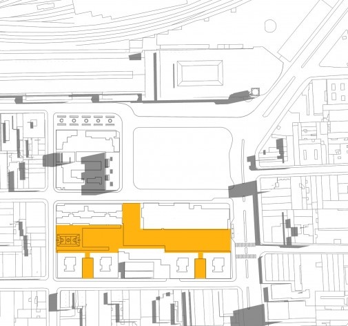 Complexo habitacional e cultural Júlio Prestes, São Paulo, arquitetos Mario Biselli e Arthur Katchborian<br />Diagrama 06: fruição pública 