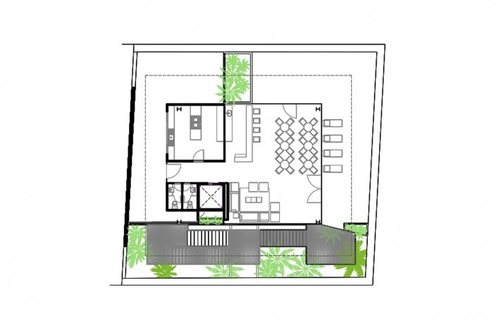 Casarão da Inovação Cassina, planta segundo pavimento, Manaus AM Brasil, 2020. Arquiteto Laurent Troost / Laurent Troost Architectures<br />Imagem divulgação  [Laurent Troost Architectures]