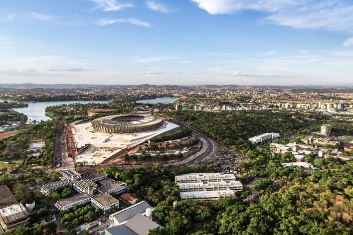 Novo Mineirão, vista panorâmica, Belo Horizonte MG. Projeto de reforma e adequação para Copa 2014 do escritório BCMF Arquitetos<br />Foto Alberto Andrich / BCMF Arquitetos 
