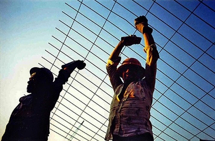 Trabalhadores durante a construção do Memorial da América Latina<br />Foto Pedro Ribeiro 