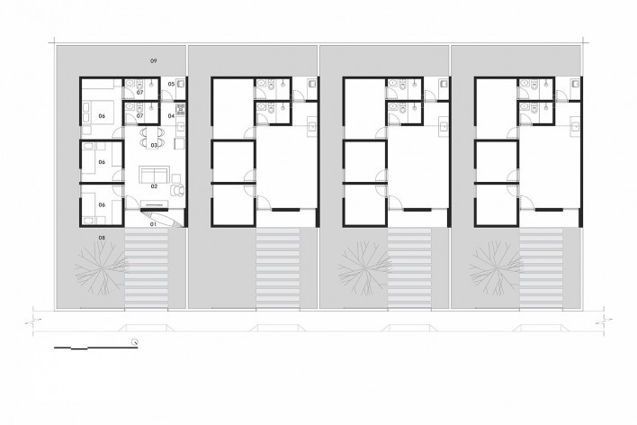 Casas Populares Paudalho, planta térreo, Paudalho PE Brasil, 2021. Arquiteto Edson Muniz (autor) / NEBR Arquitetura<br />Imagem divulgação  [NEBR Arquitetura]