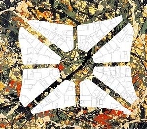 Retícula urbana sobre pintura de Jackson Pollock<br />Imagem do autor do projeto 