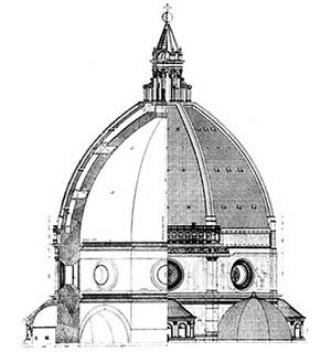 Filippo Brunelleschi, desenho para a cúpula da Igreja de Santa Maria del Fiori, Florença