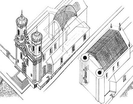 Desenho em 3D da Igreja do Carmo, feito por este arquiteto para o primeiro projeto de restauração, em 1992