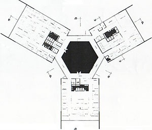 Fig. 6 - Centro de Processamento de Dados, 1972 - Planta-baixa 2º pav.
