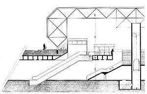 Fig. 8 - Estação Mercado do Trensurb, 1979 - Corte parcial