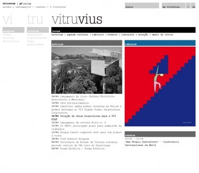 Página de abertura da seção "jornal" do novo Vitruvius