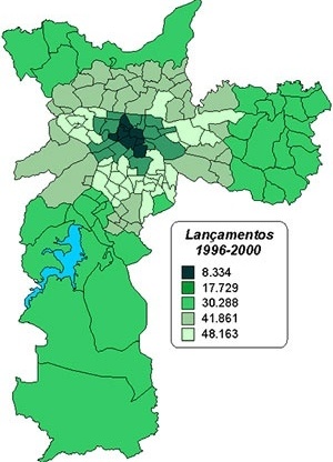 Número de Lançamentos Imobiliários por anéis no Município de São Paulo [Embraesp]
