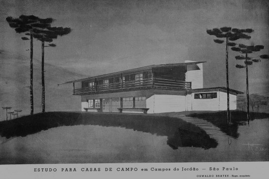 Primeiro estudo para casa de campo em Campos do Jordão<br />Imagem divulgação  [<i>Acrópole</i>, abr. 1944, p. 370]