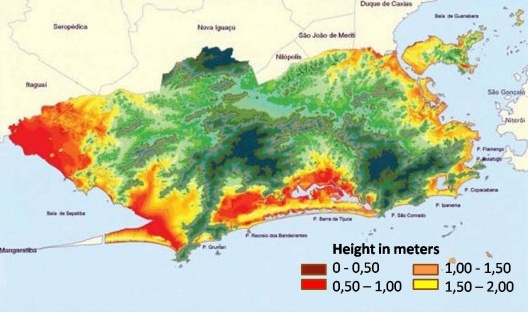 Áreas propensas a inundação<br />Fonte: Gusmão, P.P. et al., Rio Próximos 100 anos, 2008  [divulgação]