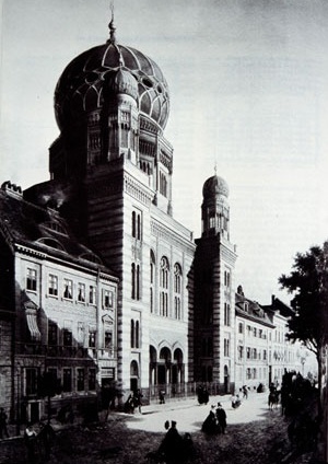 Edifício da sinagoga ou templo judaico com local de culto