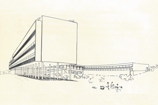 Hospital Pio XI, perspectiva, São Paulo SP, s.d. Arquiteto Vasco Venchiarutti<br />Imagem divulgação  [Marcos Jaimovich, <i>Arquitetura Contemporânea no Brasil</i>]