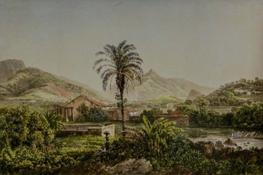 Thomas Ender, <i>Começo do Vale do Bom Engenho [Anfang des Thales von Bom Engenho]</i>. Aquarela sobre lápis, 1817–1818 [Academia de Belas-Artes de Viena]