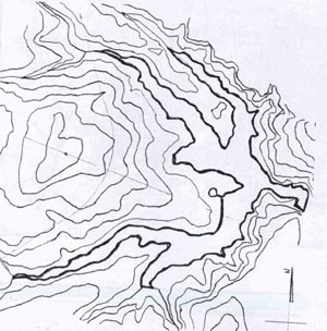 Desenho representando as curvas de nível [CARPINTERO, Antônio Carlos. Brasília: pratica e teoria urbanística no Brasil, 1956-1998]