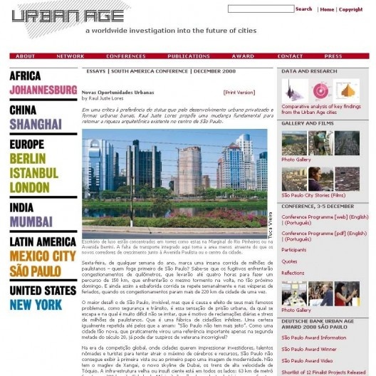 Artigo de Raul Juste Lores sobre arquitetura corporativa, publicado no website do Urban Age<br />Imagem divulgação 