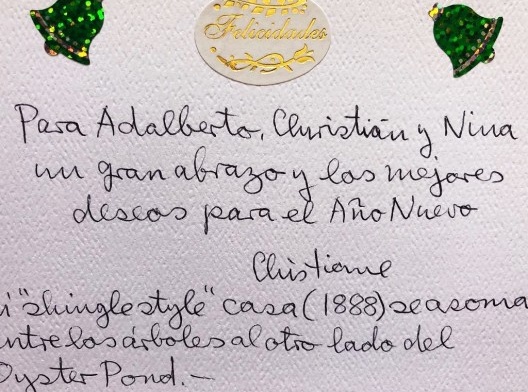 Cartão de Christiane Crasemann Collins para Adalberto da Silva Retto Júnior, verso, dezembro de 2009<br />Foto divulgação 
