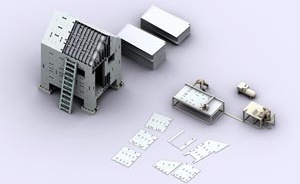 House for New Orleans, projetada como protótipo em 2006. Lawrence Sass e MIT. Diagrama eletrônico do sistema construtivo<br />2008 Lawrence Sass 