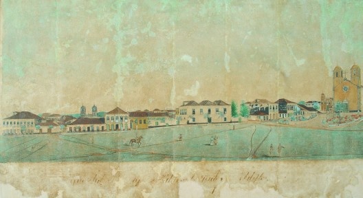 Vista do Desterro, atual Florianópolis (c.1846), desenho de Victor Meirelles (1832–1903)<br />Imagem divulgação  [Museu Victor Meirelles/Wikimedia Commons]