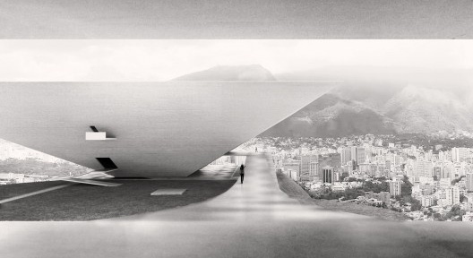Museu de Arte de Caracas, 1953, projeto não construído de Oscar Niemeyer<br />Render Marcos Vinícius Damon 