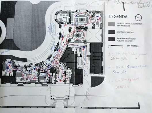 Mapa síntese manual produzido in loco durante os levantamentos realizados no museu Fundação Ema Klabin [Base cedida por CANSADO, 2021 e adaptada por Victor Hugo Silva]