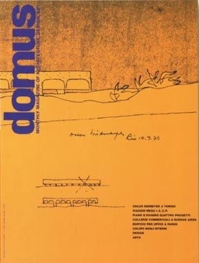 Capa de uma edição da Domus com desenho de Niemeyer