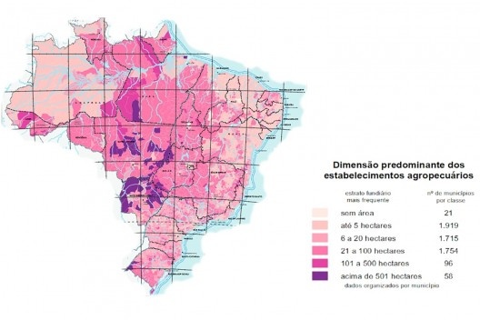 Dimensão predominante dos estabelecimentos agropecuários no Brasil em dados de 2017<br />Elaboração dos autores a partir de imagem do IBGE, 2020, p. 56 