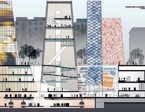 Concurso para reurbanização de Le Halles, Paris. Projeto de OMA / Rem Koolhaas [Projet Les Halles]