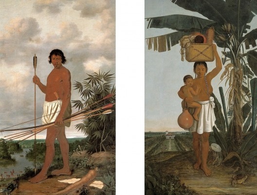 À esquerda, Homem Tupi, 1643, 272 x 163 cm; à direita, Mulher Tupi, 1641, 274 x 163 cm<br />Imagem divulgação 