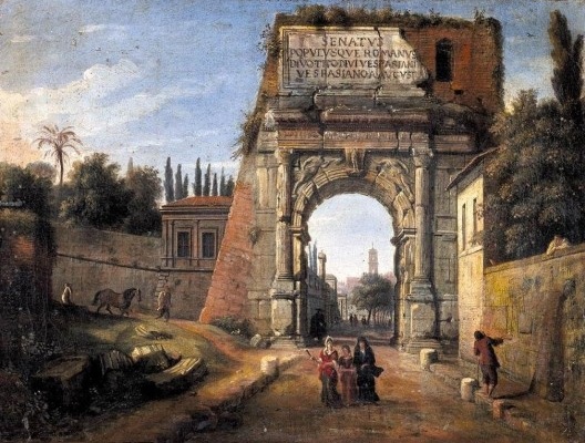 Vista do Arco de Tito, c.1710, de Gaspar van Wittel<br />Imagem divulgação  [Wikimedia Commons]
