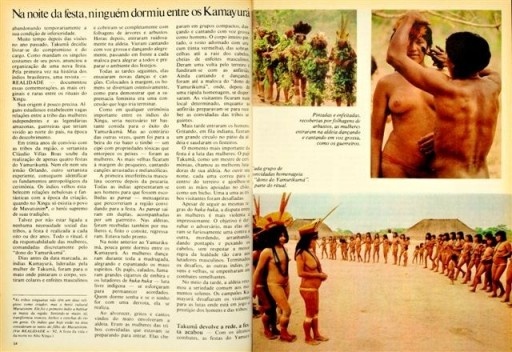 Páginas da revista "Realidade", número com a reportagem da 3ª viagem ao Xingu, Valdir Zwetsch, 1974