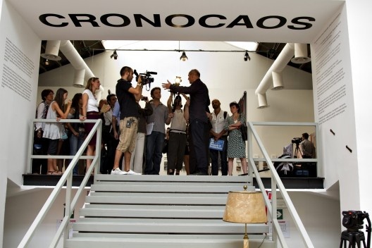 Rem Koolhaas opens OMA’s CRONOCAOS exhibition at the 12th International Architecture Exhibition – La Biennale Di Venezia<br />photographed by Marco Beck Peccoz  [Image courtesy OMA]