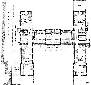 Middlessex Hospital (1755), planta segundo pavimento [THOMPSON, J. D. & GOLDIN, G.. The hospital: a social and architectural history. New Haven:]