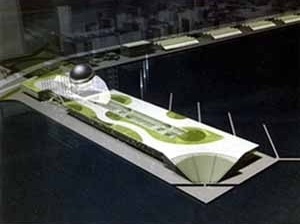 Proyecto para o Píer Mauá, Do arquitecto Luiz Eduardo Ìndio da Costa, 1994.  [revista AU, Arquitetura & Urbanismo, n. 111, jun. 2003]