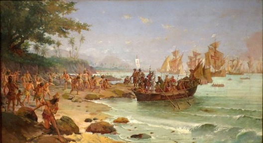 Desembarque de Cabral em Porto Seguro, óleo sobre tela de Oscar Pereira da Silva (1922) [Wikimedia commons]