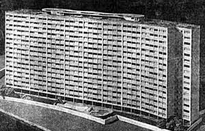 Foto da face posterior da Maquete do Edifício Japurá [BONDUKI, Nabil. Origens da habitação social no Brasil, p. 198]