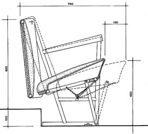 Projeto de poltrona com assento  e encosto móveis [Rino Levi, arquitetura e cidade]