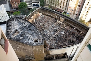 Imagem do teatro após o incêndio<br />Foto Tuca Vieira 