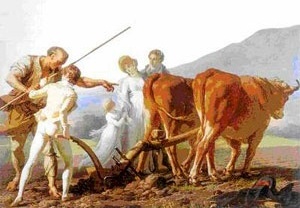  Pintura do final do século XVIII imbuída da ideologia fisiocrática, enaltecedora das virtudes das atividades agrícolas [JEAN, Georges. Op. cit., p. 63]