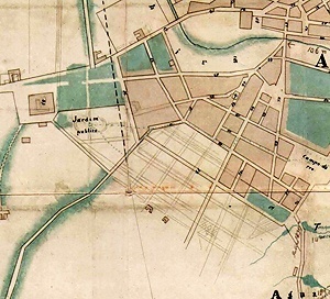Detalhe do Mappa de Carlos Rath de 1855, com a localização do parcelamento do Campo Redondo