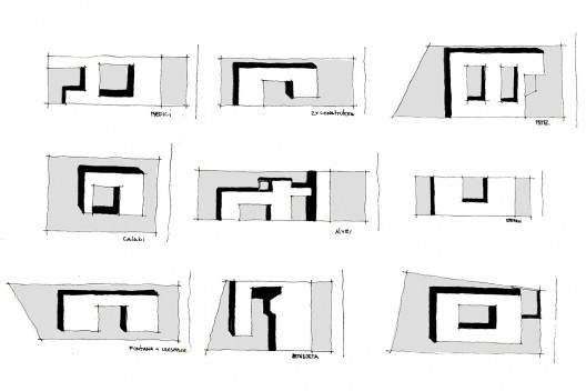 Diagramas das casas Medici (1946), Bernette (1954), Alves (1950), Perez (1957); D’Estefani (1950), Calabi (1945-46), Cremisini (1947), Casas para a construtora (1950), Fontana (1955), Bitencourt II (1959)<br />Marcio Cotrim 