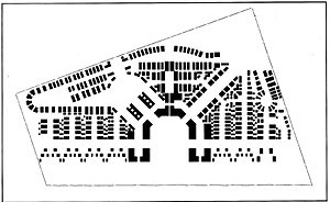 Fig. 07: Localização dos edifícios privados [DPZ. Images Library. Courtesy of Duany Plater-Zyberk Co]