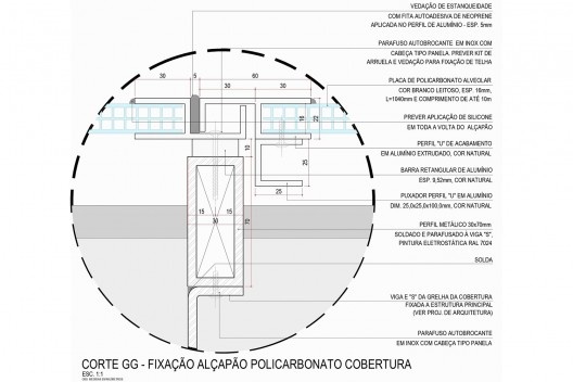 Arena da Juventude, cobertura em policarbonato corte G, Parque Olímpico de Deodoro, Rio de Janeiro, RJ, Escritório Vigliecca & Associados<br />Imagem divulgação