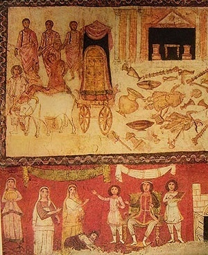 Doura-Europos, alrededor del s. III. Fresco de la sinagoga. Damasco, Museo Nacional. Tomado de: GRABAR, André, Op. cit. [GRABAR, André. Op. cit.]