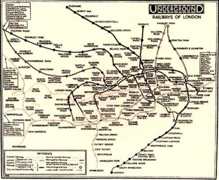 Mapa do metrô de Londres, 1924 [p. 317 do livro]