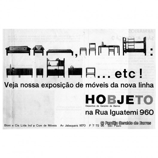 Anúncio para revistas da Hobjeto com o primeiro logotipo da empresa, Geraldo de Barros, 1964<br />Acervo Geraldo de Barros  [© Fabiana e Lenora de Barros]