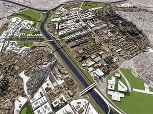 Operação Urbana Vila Leopoldina – Jaguaré. Perspectiva Eletrônica do conjunto de intervenção<br />Maquete eletrônica Felipe Francisco  [SEMPLA/PMSP]